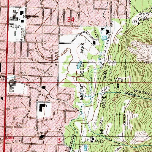 Topographic Map of Mount Ogden Park, UT
