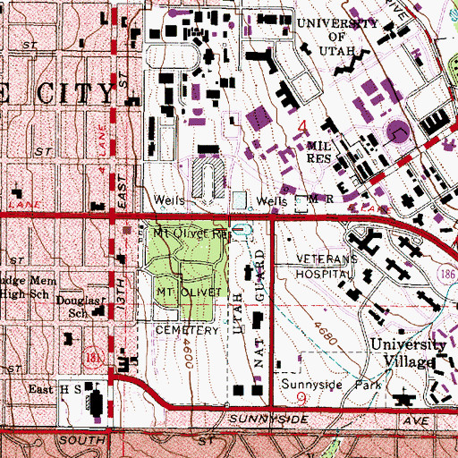 Topographic Map of Mount Olivet Reservoir, UT