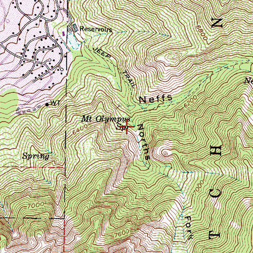Topographic Map of Mount Olympus Spring, UT