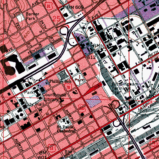 Topographic Map of Marconi Park, AL