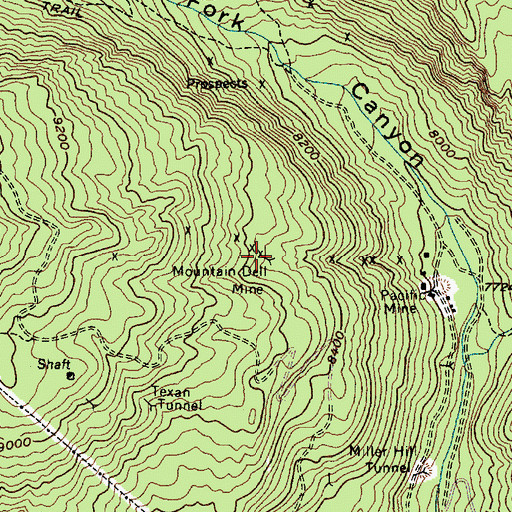 Topographic Map of Mountain Dell Mine, UT