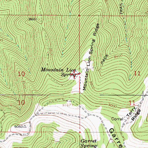 Topographic Map of Mountain Lion Spring, UT