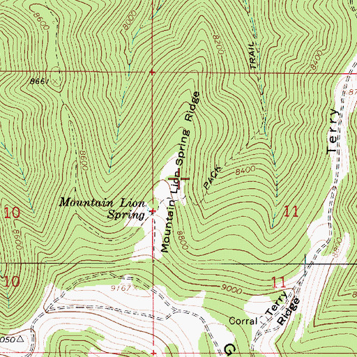 Topographic Map of Mountain Lion Spring Ridge, UT