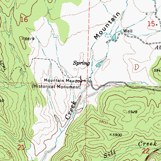 Topographic Map of Mountain Meadow, UT
