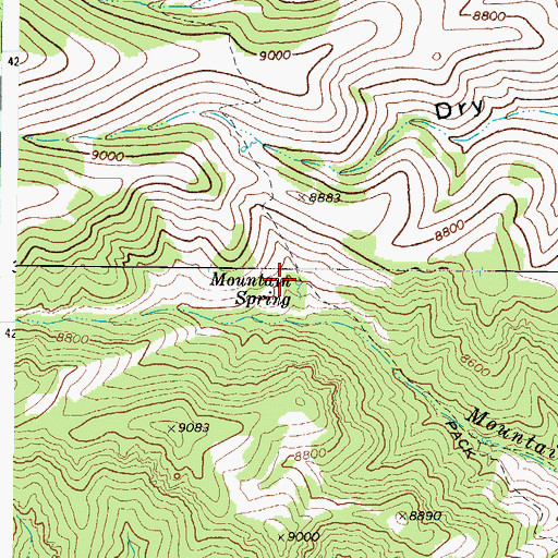 Topographic Map of Mountain Spring, UT