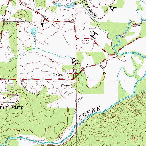 Topographic Map of Massey Cemetery, AL