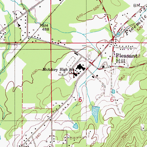 Topographic Map of McAdory Elementary School, AL