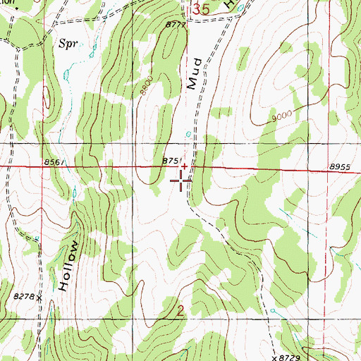 Topographic Map of Mud Hollow, UT