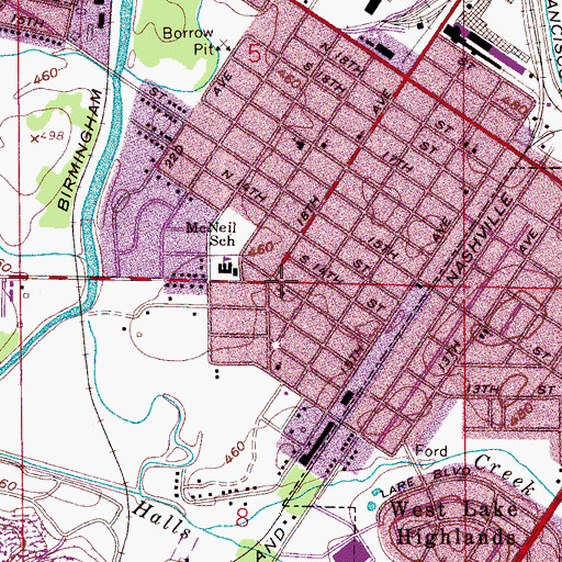 Topographic Map of McNeil Baptist Church, AL