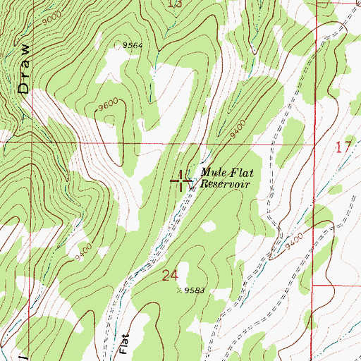 Topographic Map of Mule Flat Reservoir, UT