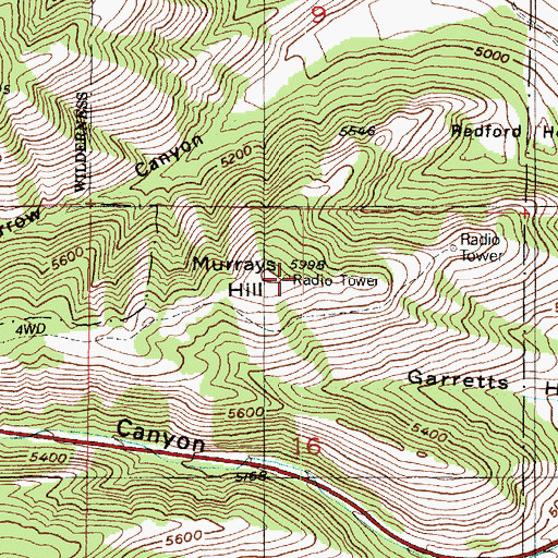 Topographic Map of Murrays Hill, UT