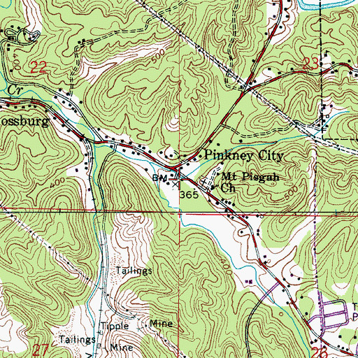 Topographic Map of Meadows Chapel Church, AL