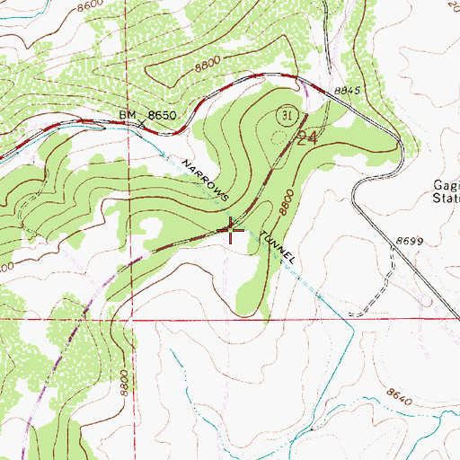 Topographic Map of Narrows Tunnel, UT