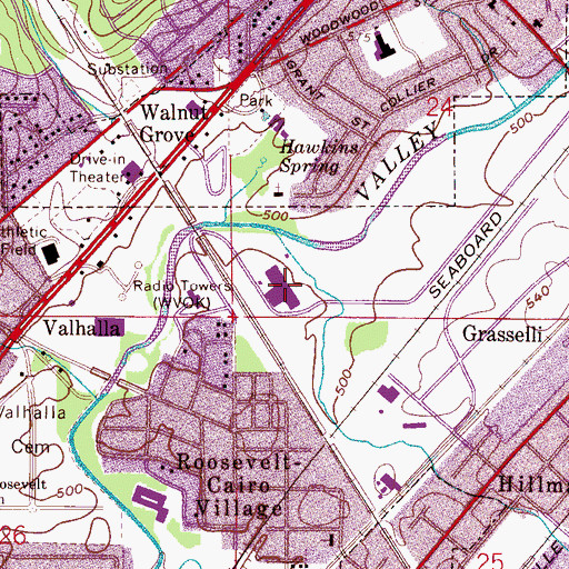 Topographic Map of Midfield Senior High School, AL