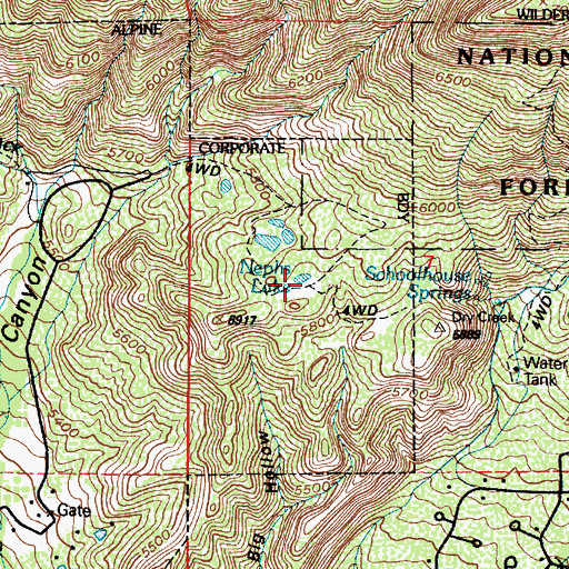 Topographic Map of Nephs Lake, UT
