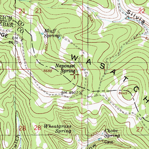 Topographic Map of Neponset Spring, UT