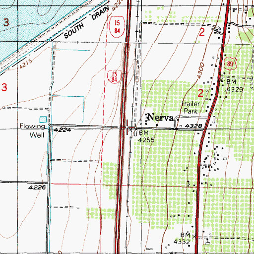 Topographic Map of Nerva, UT