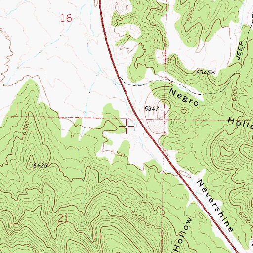 Topographic Map of Nevershine Hollow, UT