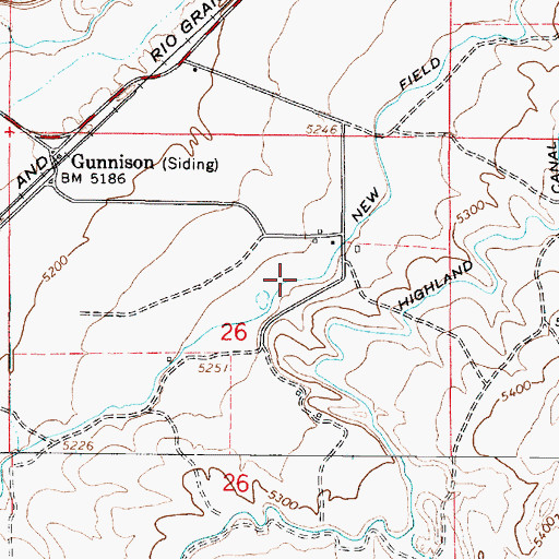 Topographic Map of New Field Canal, UT