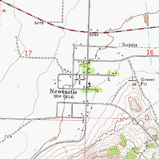 Topographic Map of Newcastle, UT