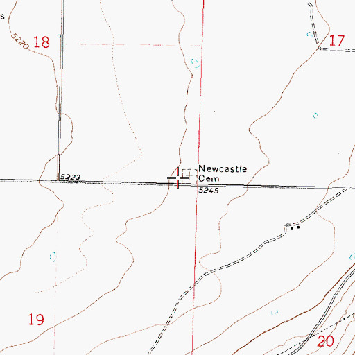 Topographic Map of Newcastle Cemetery, UT