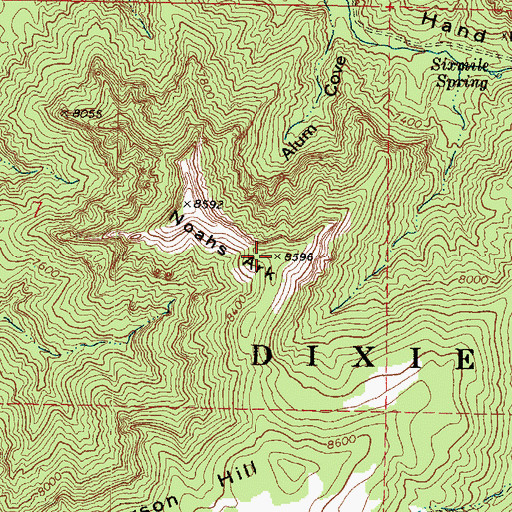 Topographic Map of Noahs Ark, UT
