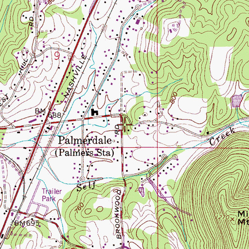 Topographic Map of Mills Spring (historical), AL