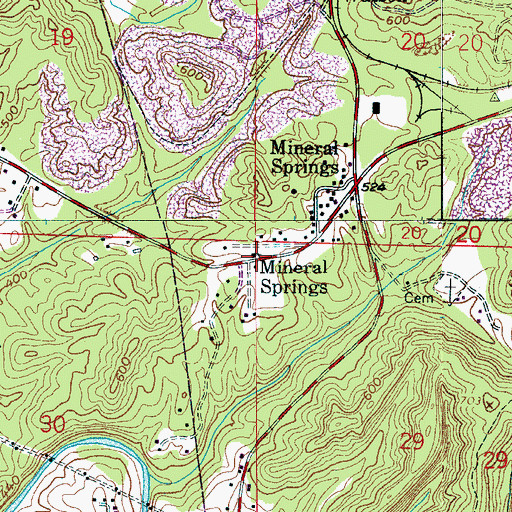 Topographic Map of Mineral Springs Church, AL