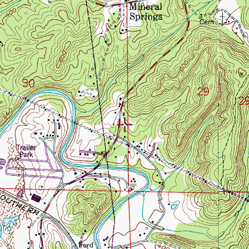 Topographic Map of Mineral Springs Elementary School (historical), AL