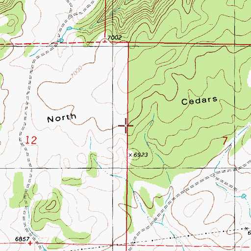Topographic Map of North Cedars, UT