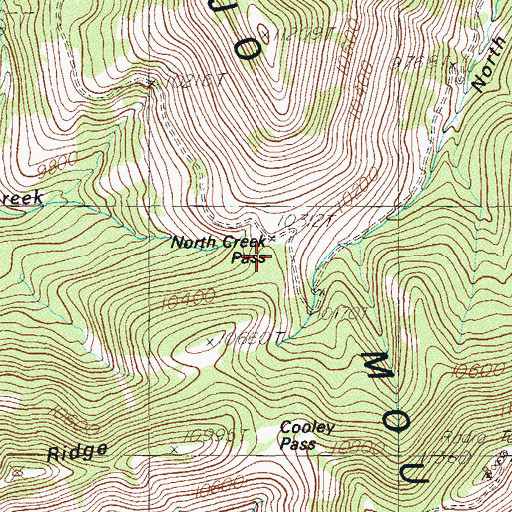 Topographic Map of North Creek Pass, UT