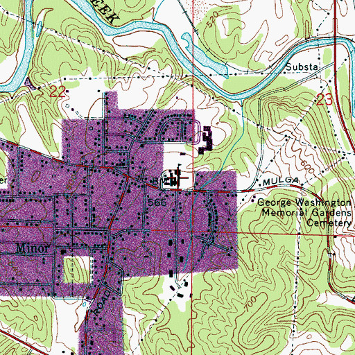 Topographic Map of Minor High School, AL