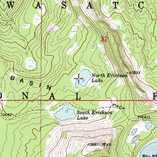 Topographic Map of North Erickson Lake, UT