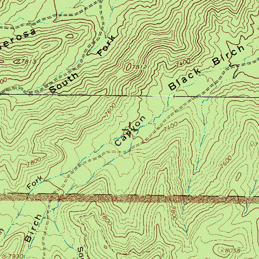 Topographic Map of North Fork Black Birch Canyon, UT