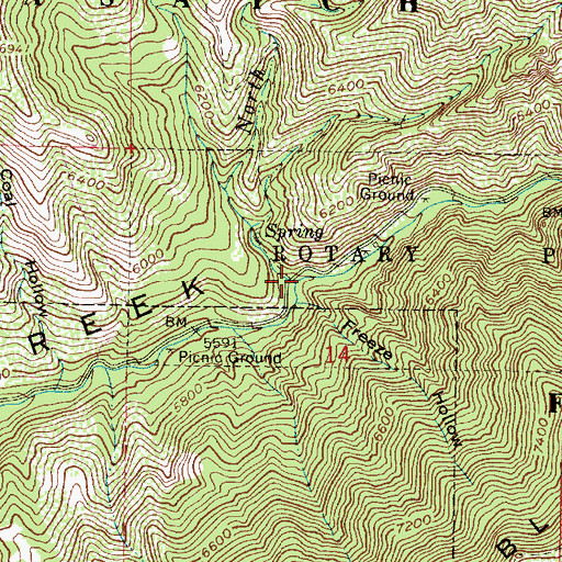 Topographic Map of North Fork City Creek, UT