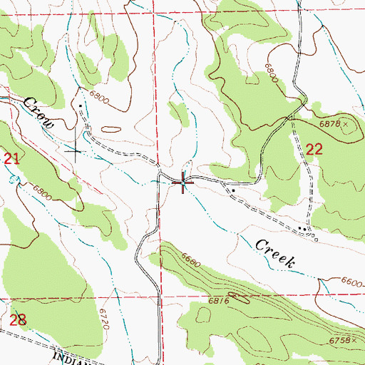 Topographic Map of North Fork Crow Creek, UT
