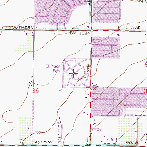 Topographic Map of El Prado Park, AZ