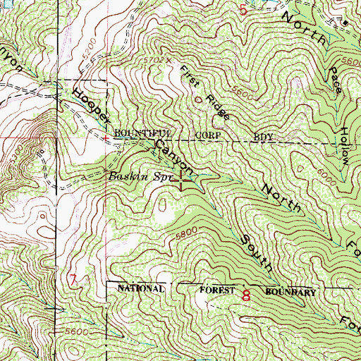 Topographic Map of North Fork Hooper Canyon, UT