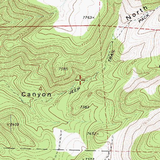 Topographic Map of North Fork Kane Canyon, UT