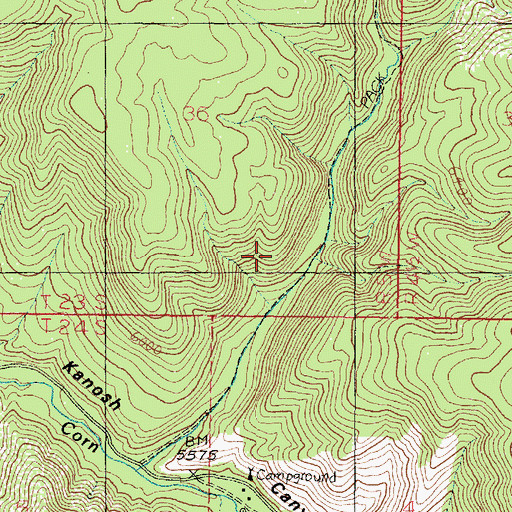 Topographic Map of North Fork Kanosh Canyon, UT