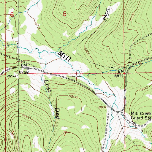 Topographic Map of North Fork Mill Creek, UT