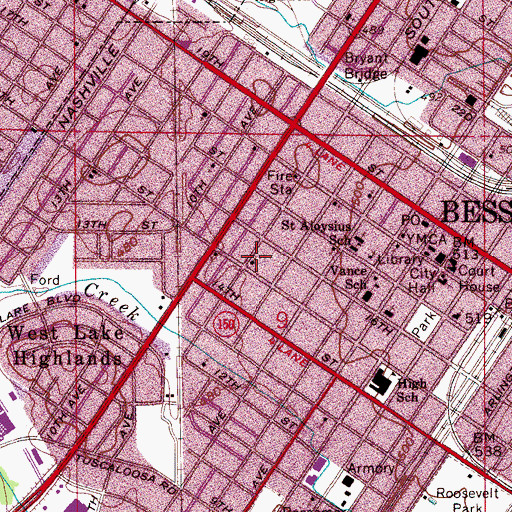 Topographic Map of Morning Star United Methodist Church, AL