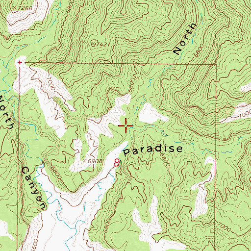 Topographic Map of North Fork Paradise Canyon, UT
