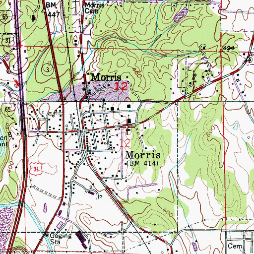 Topographic Map of Morris Elementary School, AL