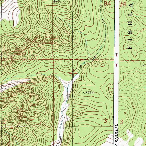 Topographic Map of North Fork Rock Canyon, UT