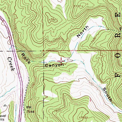 Topographic Map of North Fork Rock Canyon, UT