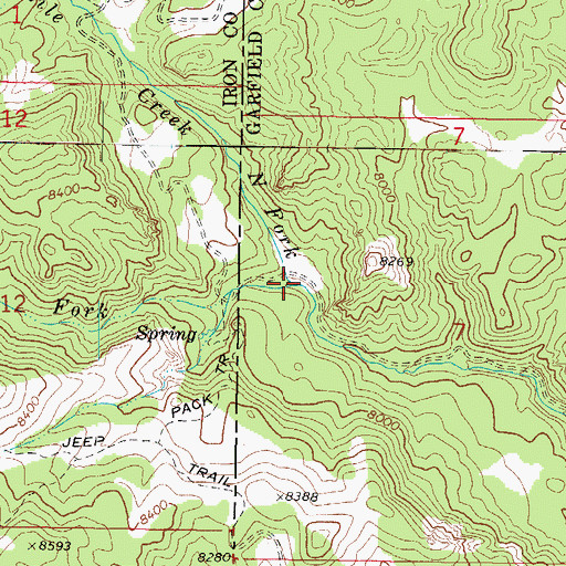 Topographic Map of North Fork Threemile Creek, UT