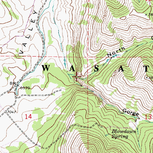 Topographic Map of North Gorge Canyon, UT
