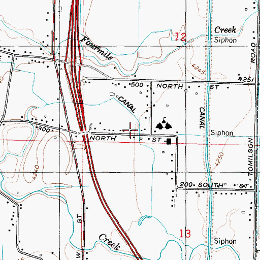 Topographic Map of North Slaterville Canal, UT