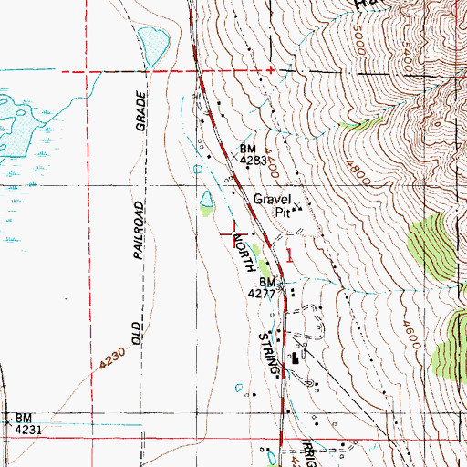 Topographic Map of North String Irrigation Ditch, UT